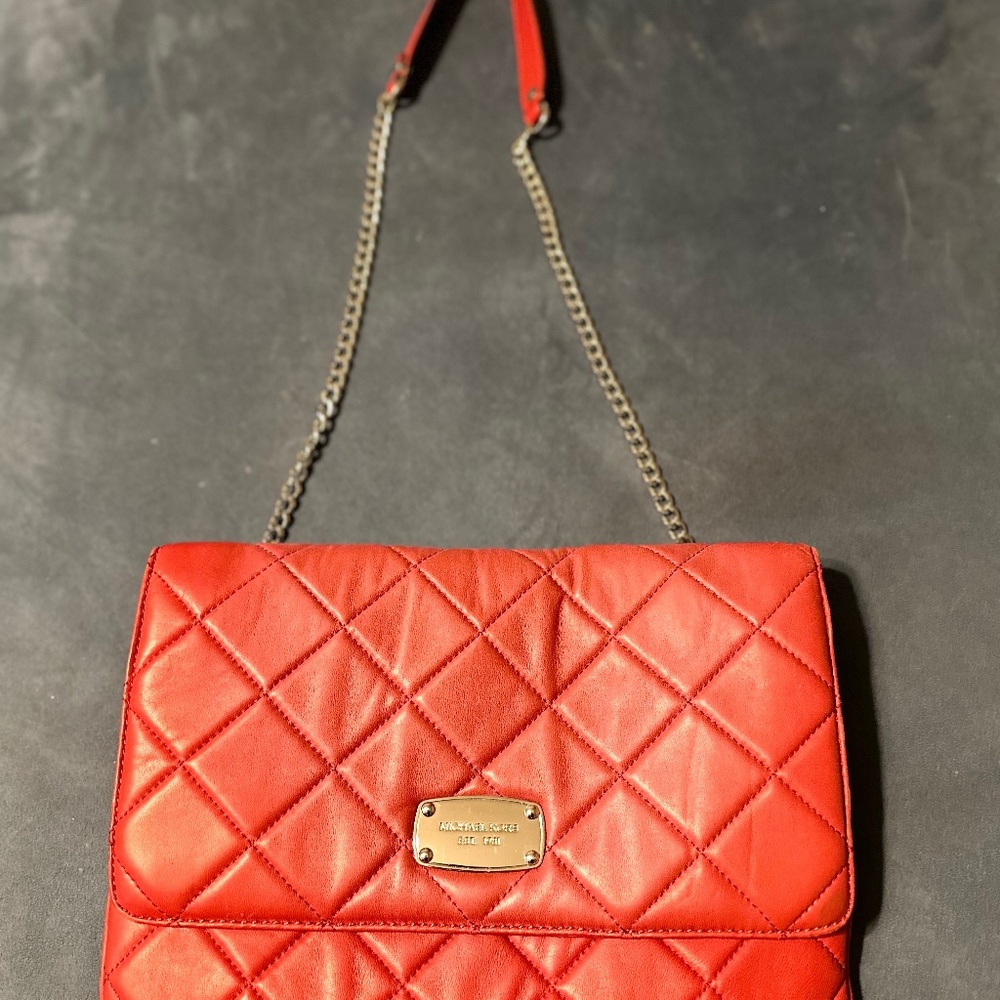 Michael by Michael Kors Red Leather purse with chain